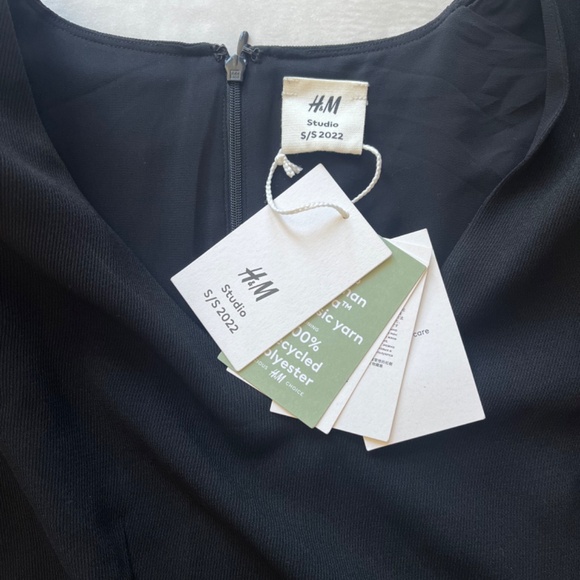 H&M Studio‎ Collections 2022 Black Rhinestone Detail Cutout Mini Black Dress XL - Picture 12 of 16